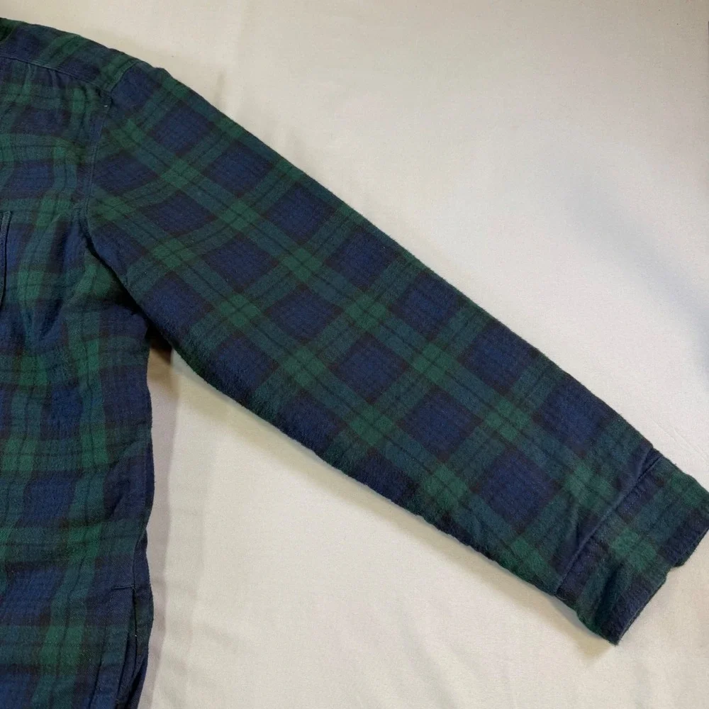 LLBean Plaid‎ Sherpa Lined Flannel Shirt Jacket Men's XXL Tall Blue Green WOW!!!